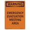 Signmission OSHA WARNING Sign, Emergency Evacuation Meeting Area, 10in X 7in Decal, 7" W, 10" L, Portrait OS-WS-D-710-V-13151 - alternate 1